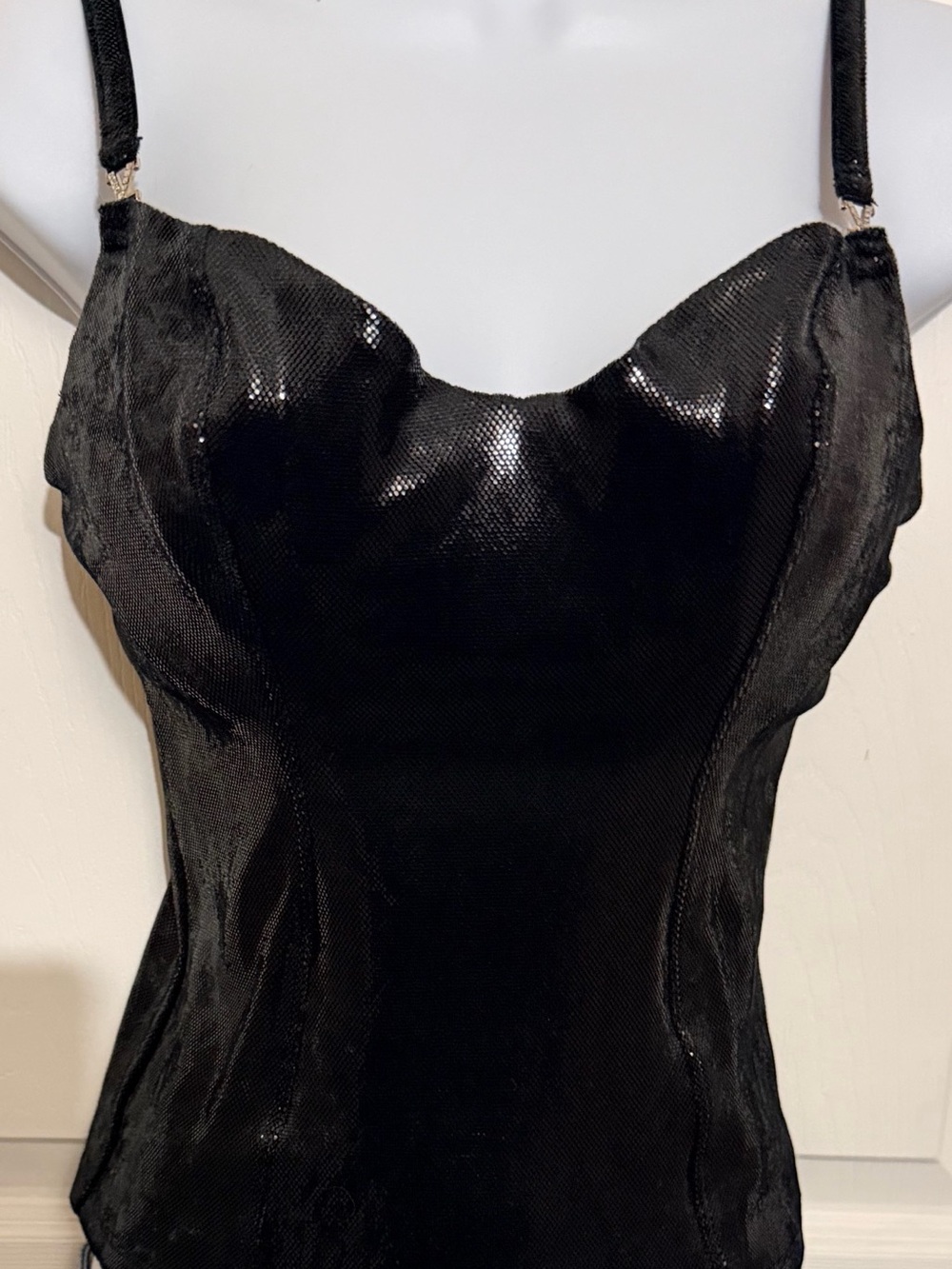 Vintage Y2K Victoria's Secret Black Shimmer Bustier Cami Top Glam Whimsigoth